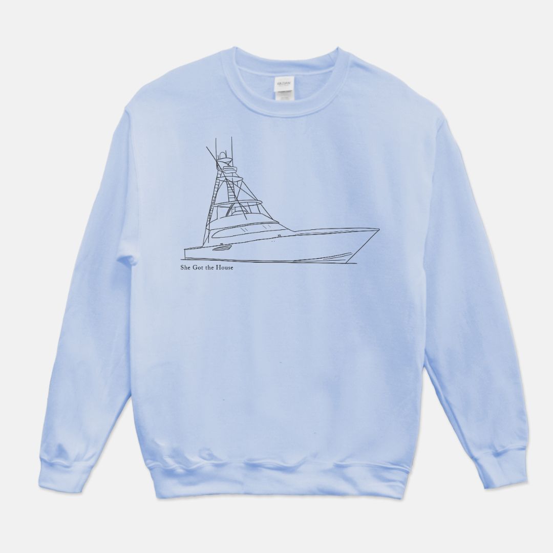 Custom Boat Sketch Unisex Crew Neck Sweatshirt (pricing includes boat sketch!)