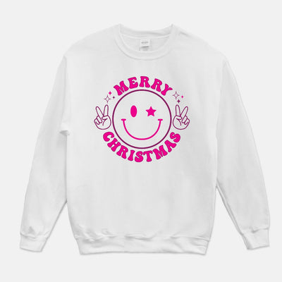 Merry Christmas Smiley Face Unisex Crew Neck Sweatshirt