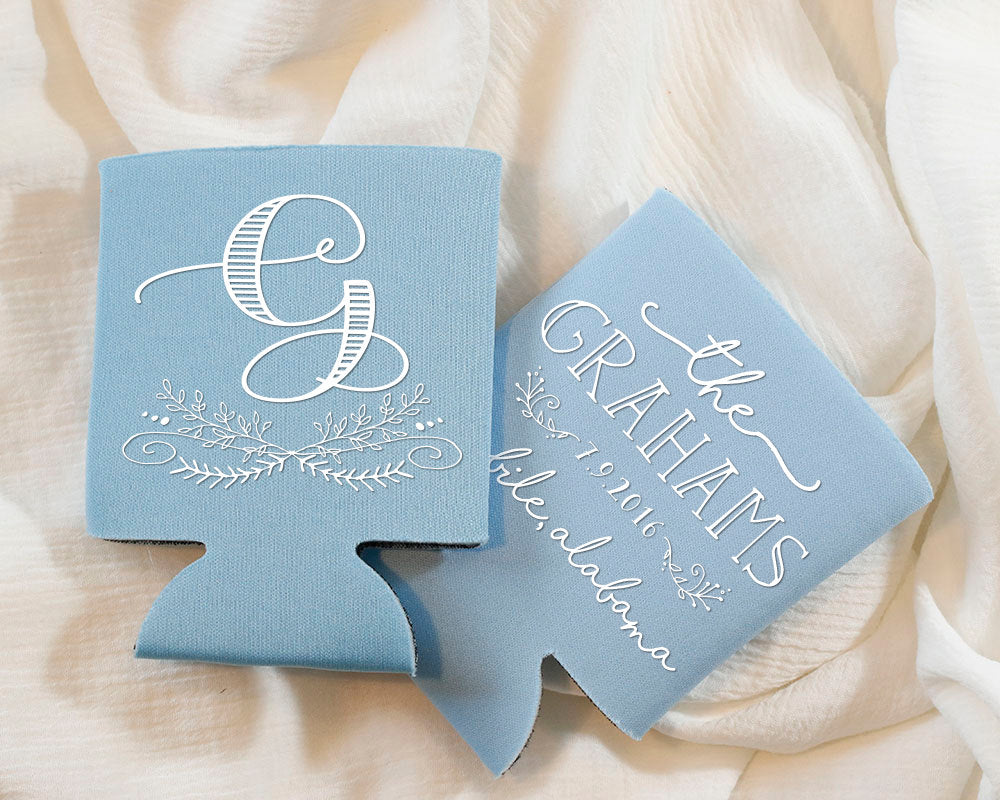 Personalized Monogram Wedding Can Coolers #1422