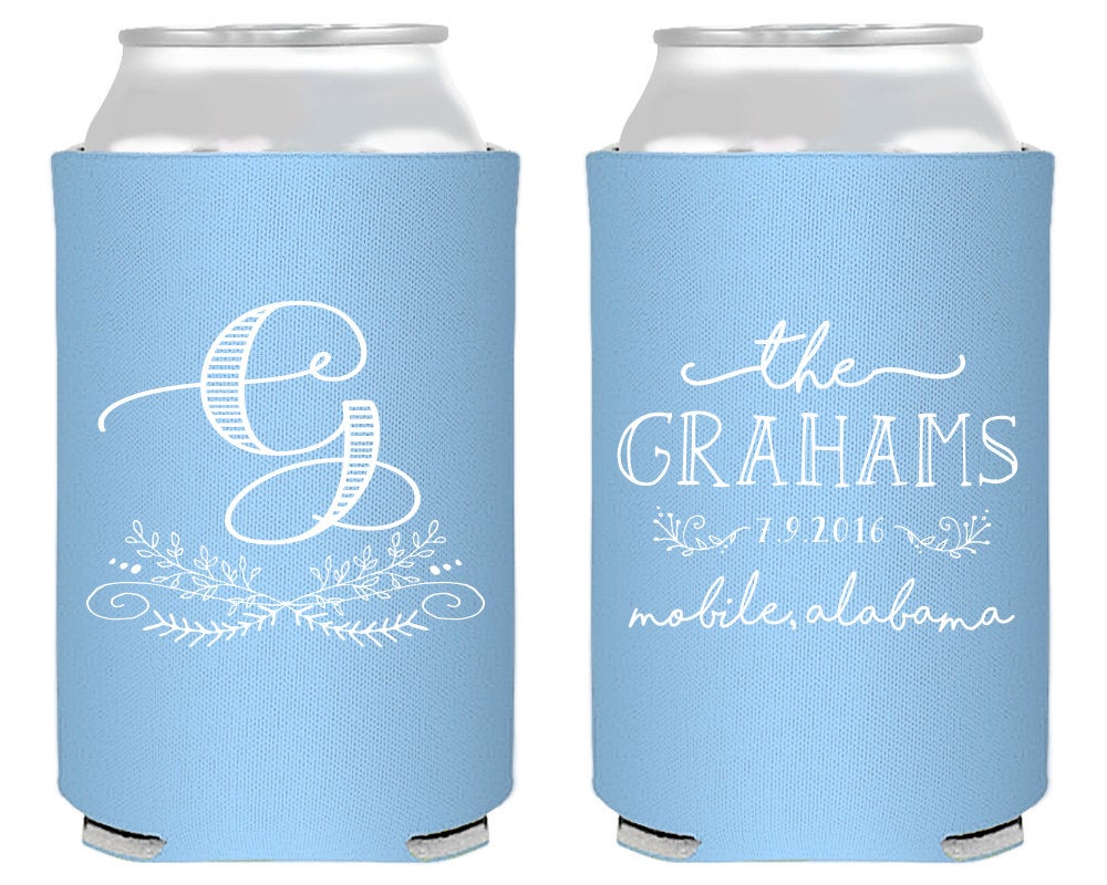 Personalized Monogram Wedding Can Coolers #1422