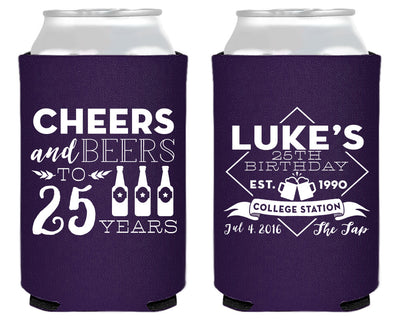 Cheers to 25 Years Birthday Can Coolers #1424