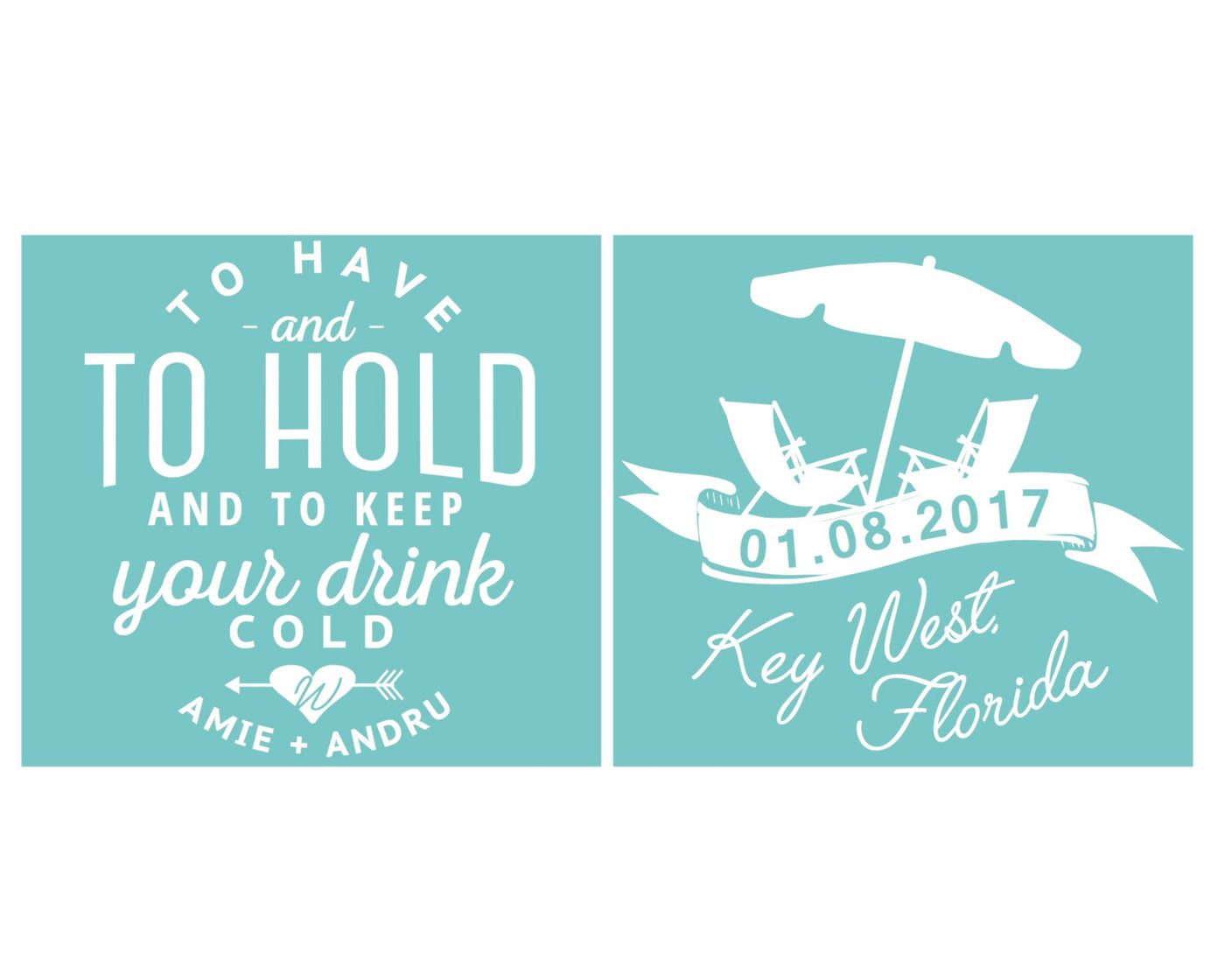 To Have and To Hold Beach Destination Wedding Can Coolers Design #1427