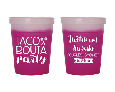Taco Bouta Party Couples Shower Color Changing Cups #1431