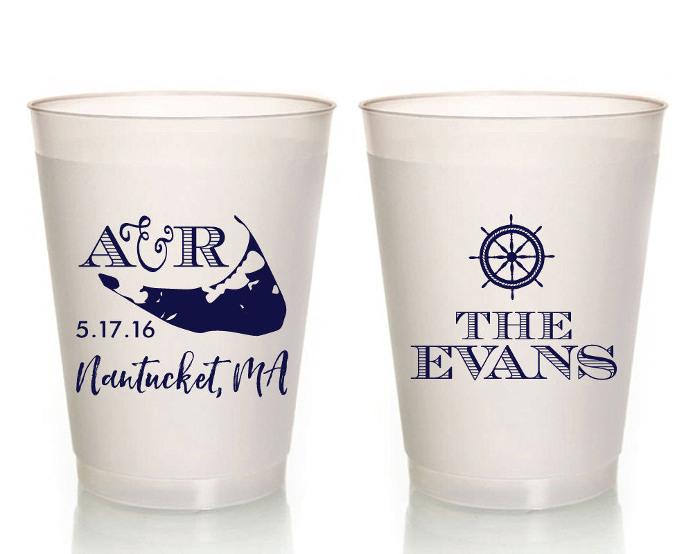 Nantucket Nautical Wedding Frosted Cups Design #1432