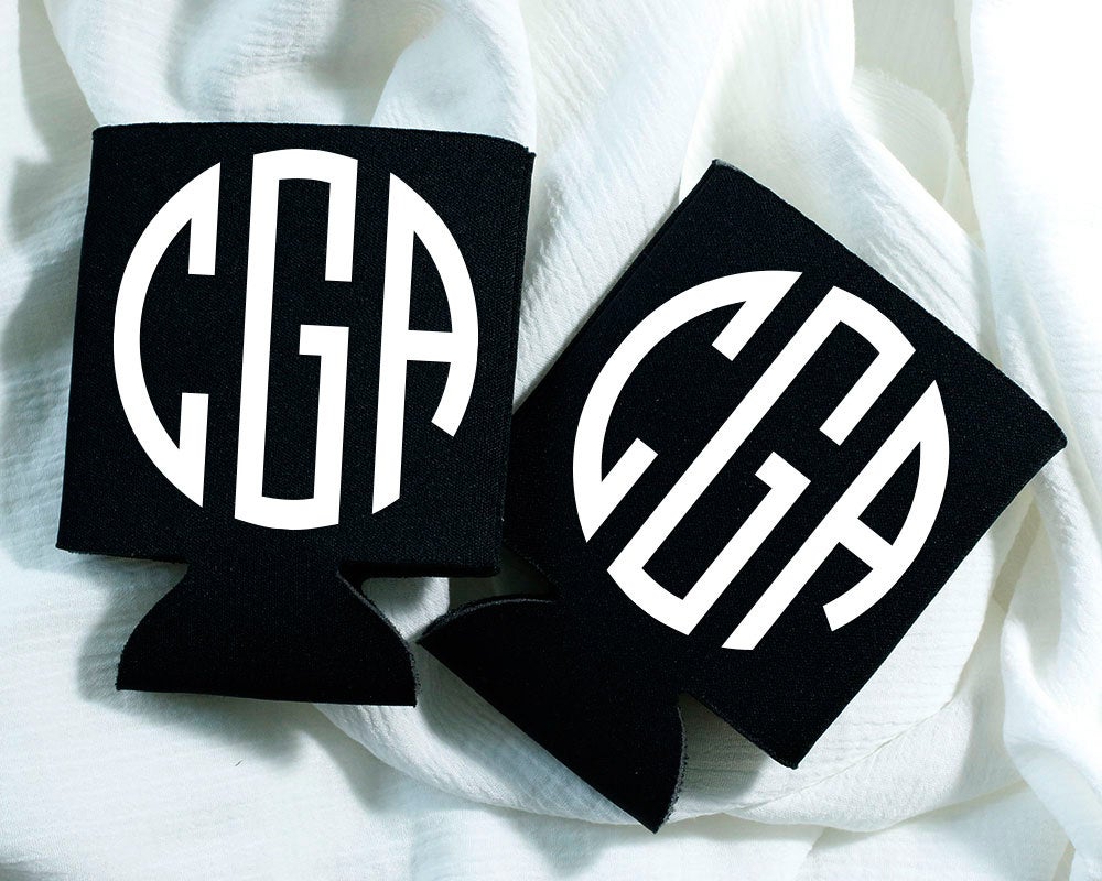 Monogrammed Wedding Can Coolers #1420