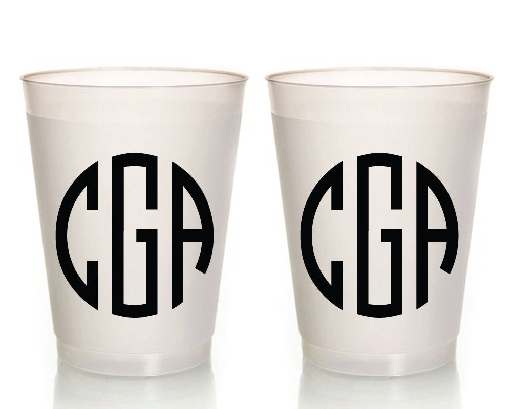3 Initial Monogram Frosted Cups #1420