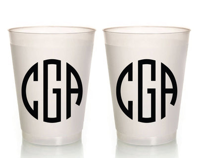 3 Initial Monogram Frosted Cups #1420