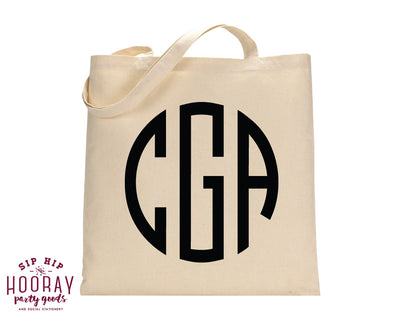 Custom 3 Initials Monogram Tote Bags #1420