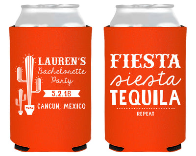 Cancun Bachelorette Party Foam Can Coolers Fiesta Siesta Tequila Repeat Girls Trip Bachelorette Weekend Favors 1438