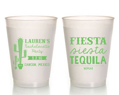 Fiesta Siesta Tequila Repeat Custom Bachelorette Party Frosted Cups 16oz Girls Weekend 1438