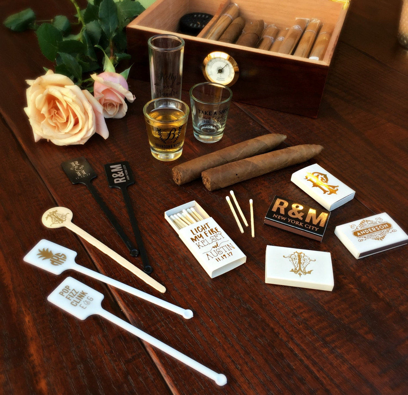 Cigar Bar Initials Foil Matchboxes #1447