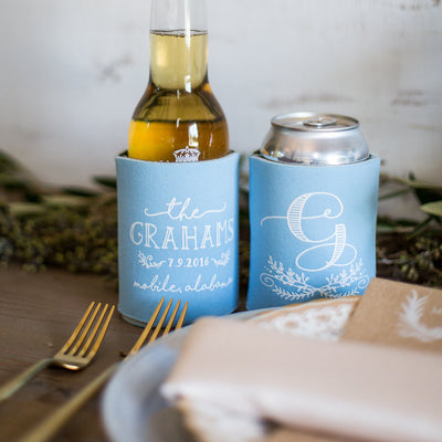 Floral Monogram Can Coolers #1422