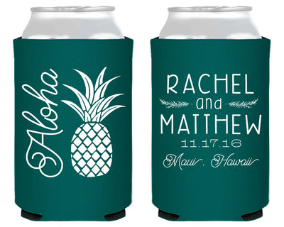 Aloha Pineapple Wedding Can Coolers #1450