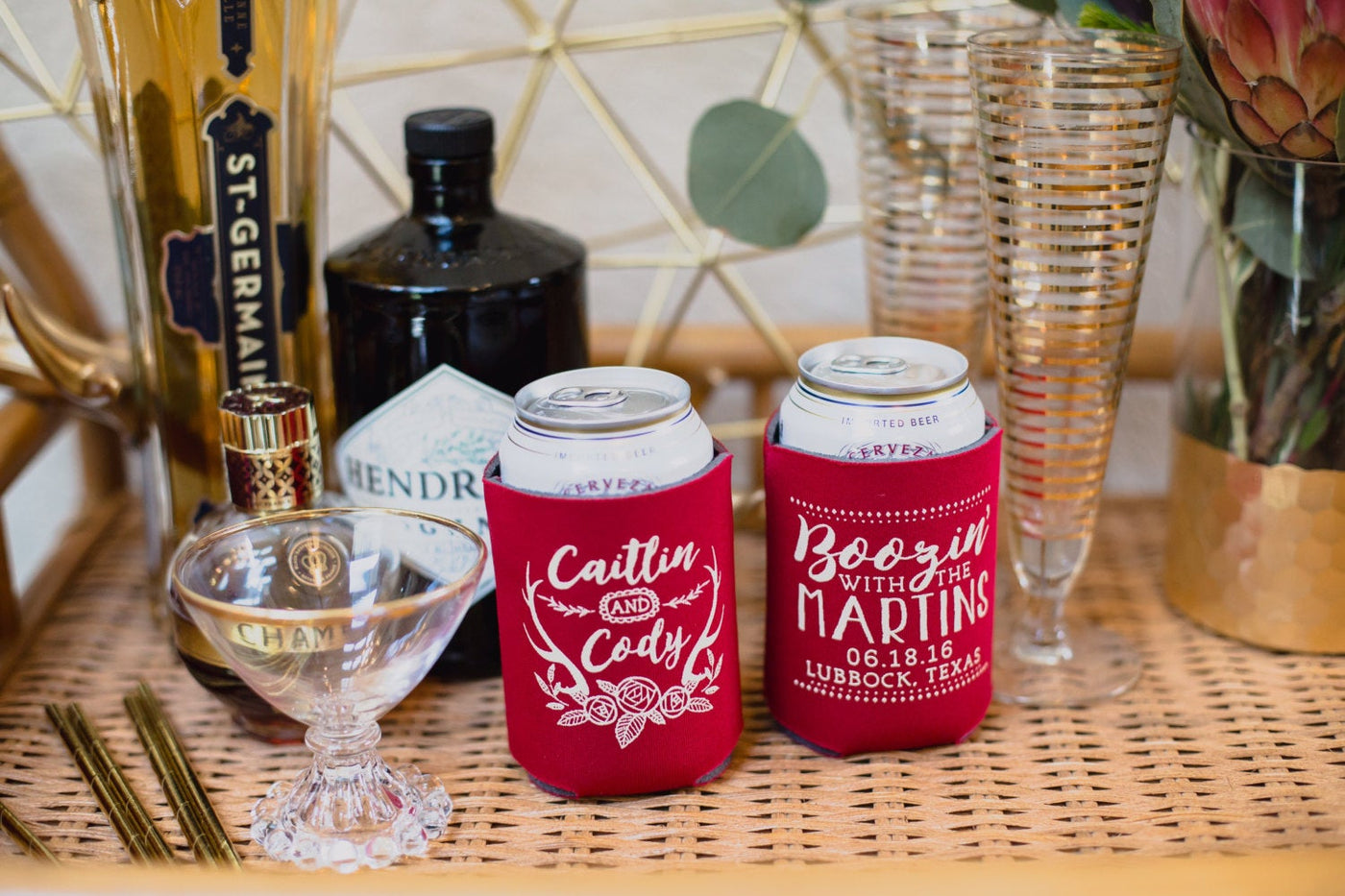 Custom Boozin With Wedding Can Cooler Design #1475
