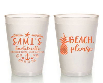 Beach Please Tropical Bachelorette Party Frosted Plastic Cups, #1533