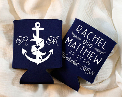 Nautical Anchor Wedding Can Coolers #1453