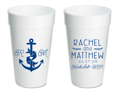 Nautical Anchor Wedding Foam Cups #1453