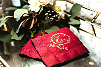 Custom Personalized Crest Wedding Cocktail Napkin Design #1024