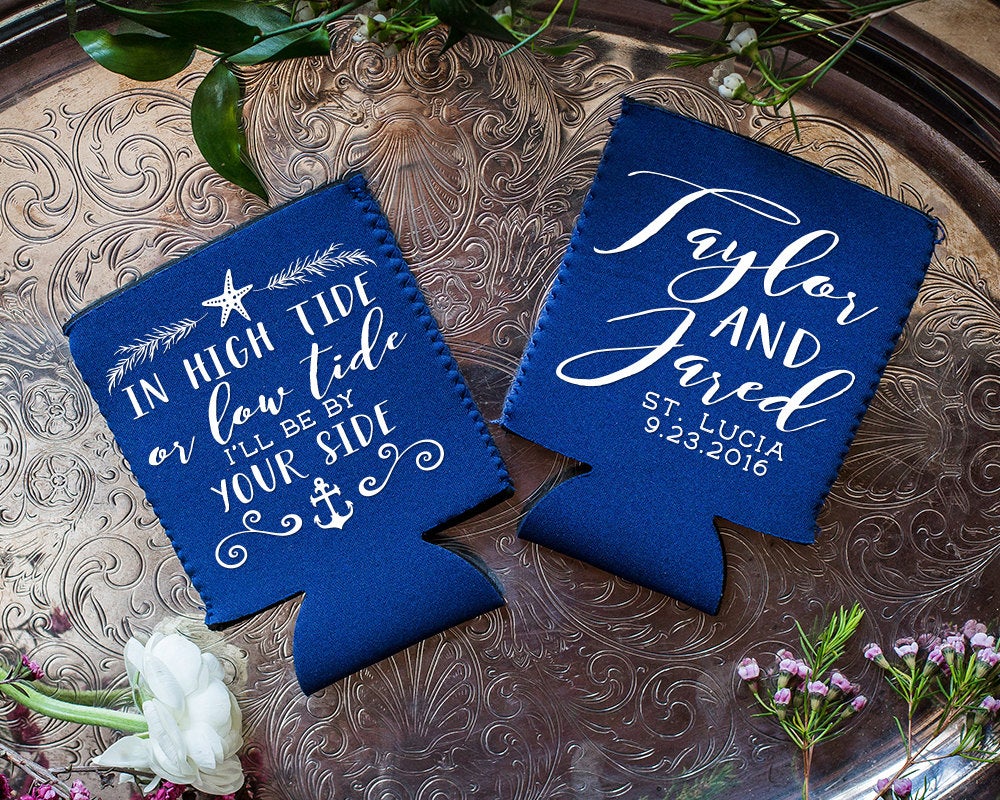 Personalized Nautical Wedding Can Coolers #1601