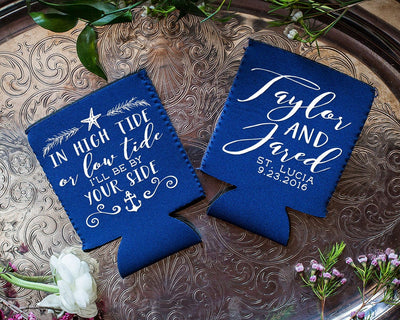Personalized Nautical Wedding Can Coolers #1601