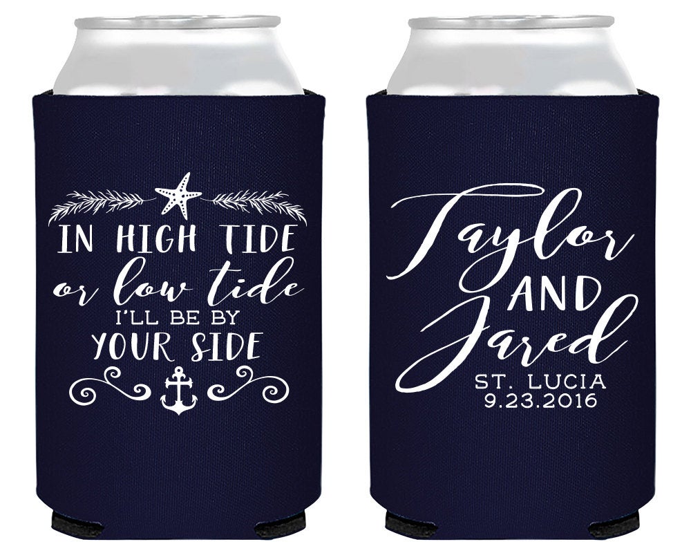 Personalized Nautical Wedding Can Coolers #1601