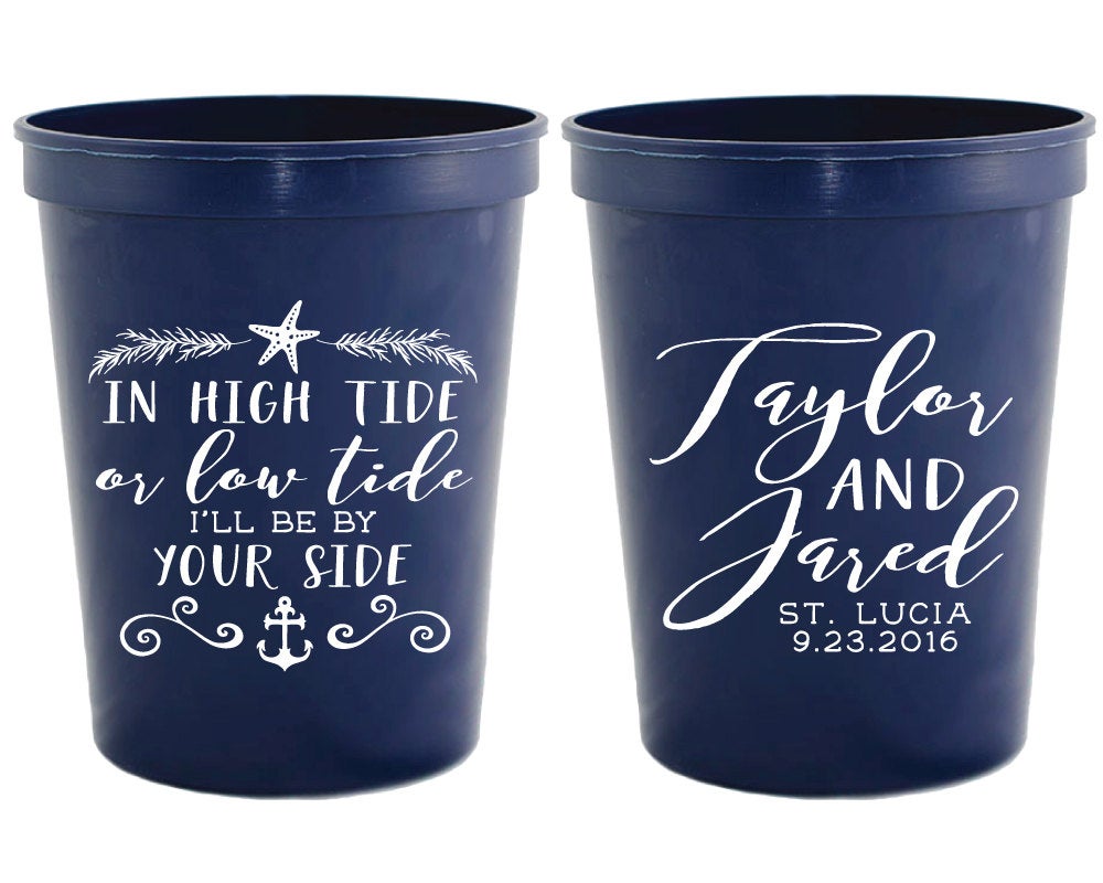 In Hight Tide Nautical Wedding Stadium Cups #1601
