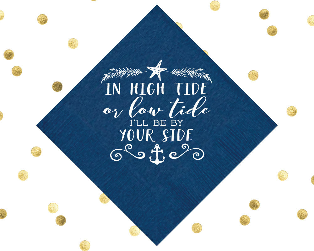 In High Tide Nautical Wedding Beverage Napkins #1601