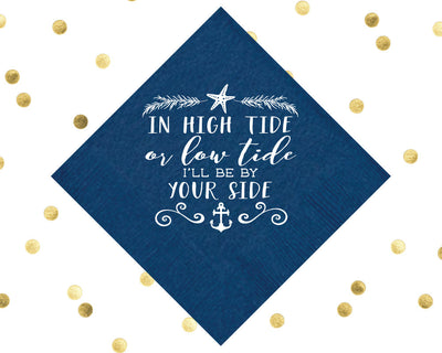 In High Tide Nautical Wedding Beverage Napkins #1601