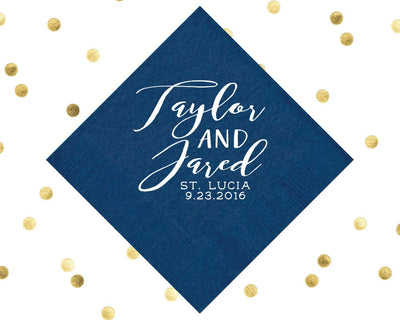 In High Tide Nautical Wedding Beverage Napkins #1601
