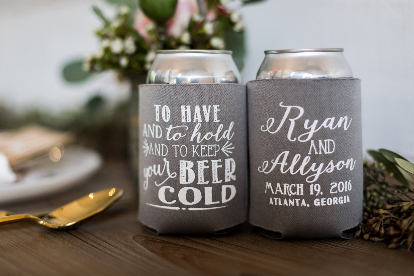 To Have and To Hold Wedding Favor Can Coolers #1212