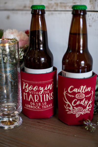 Custom Boozin With Wedding Can Cooler Design #1475