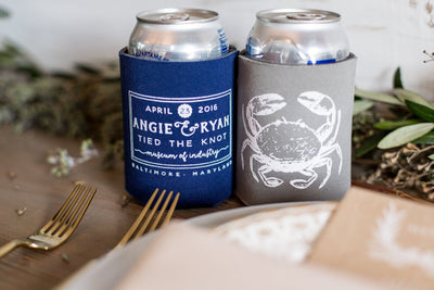 Tied the Knot Crab Boil Wedding Can Cooler Design #1478