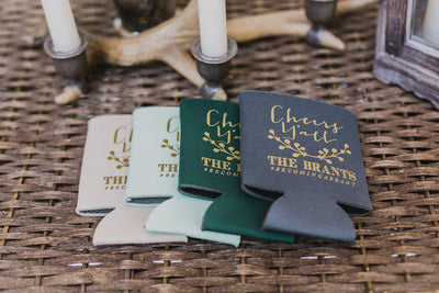 Cheers Y'all Monogram Wedding Can Cooler Design #1024
