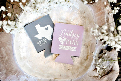 Rustic Texas Names Wedding Neoprene Can Cooler #1469