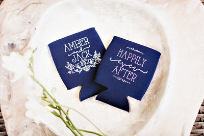Happily Ever After Wedding Can Coolers Design #1377
