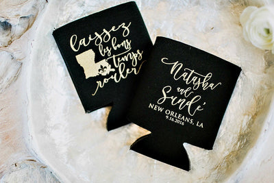Personalized NOLA Wedding Can Coolers #1448