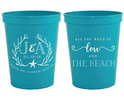 Destination Beach Wedding Favor Stadium Cups, #1499