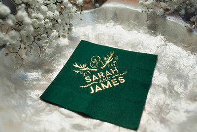 Deer Antler Wedding Beverage Napkins #1279, #1028