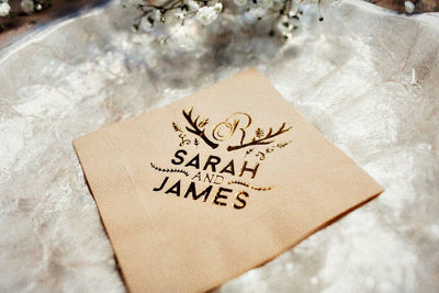 Gold Foil Deer Antler Beverage Napkins #1279, #1028