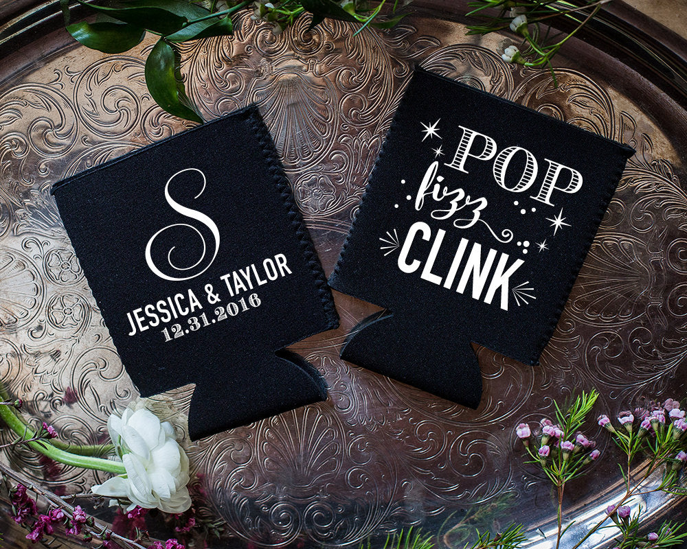 Pop Fizz Clink Wedding Can Coolers #1626