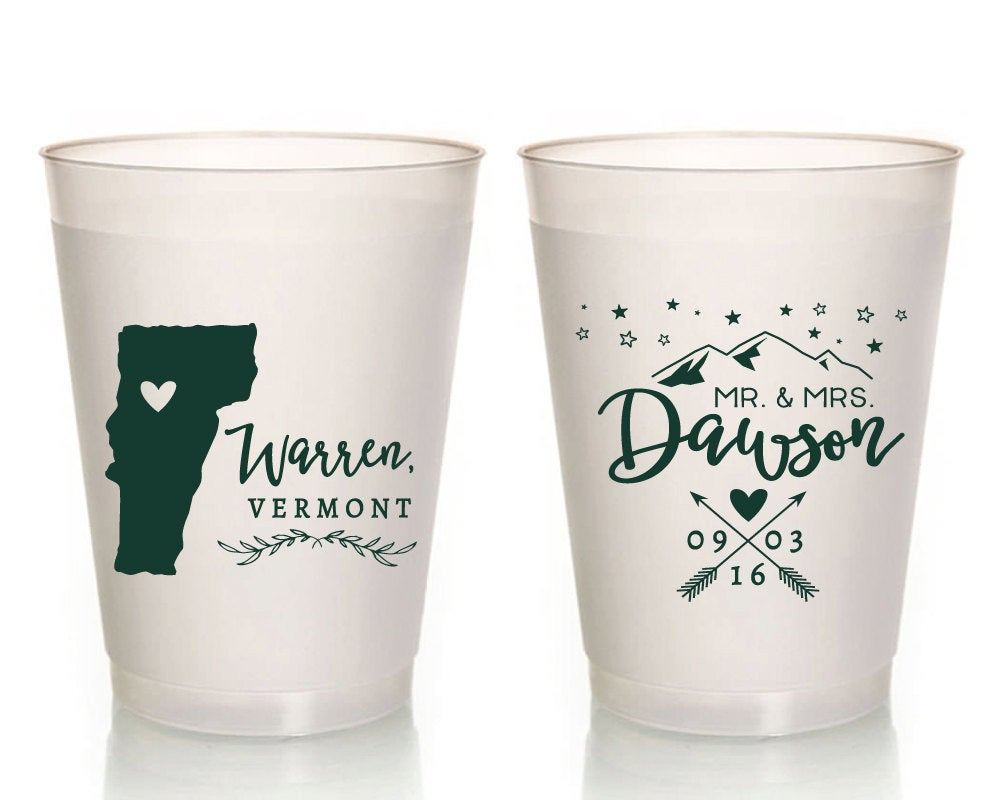 Any State Mountain Wedding Frosted Cup Design #1627