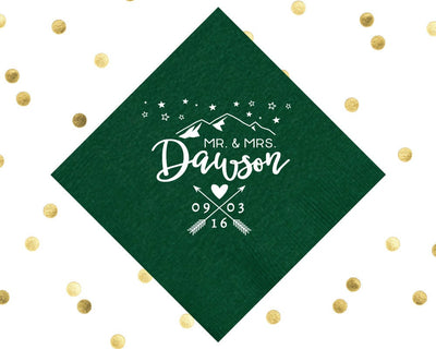 Mountain Wedding Cocktail Napkin Design #1627