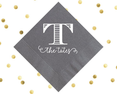 Monogrammed Bar Cocktail Napkins Design #1478