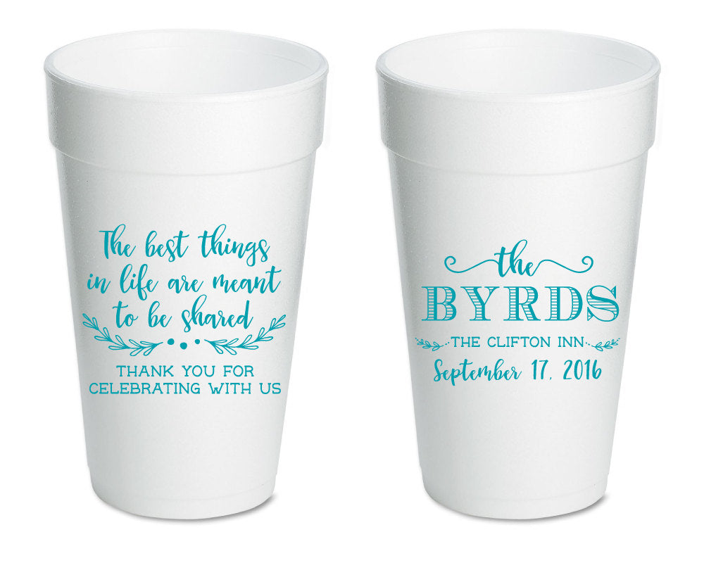 Thank You Wedding Styrofoam Cups #1513