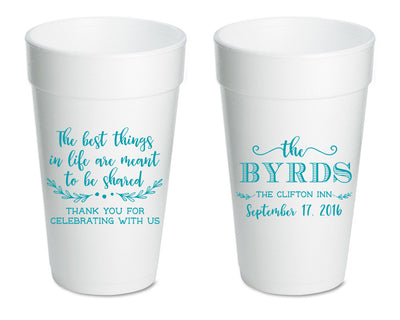 Thank You Wedding Styrofoam Cups #1513
