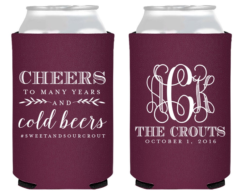 Cheers to Many Years Wedding Guest Favors Neoprene Can Coolers, #1608