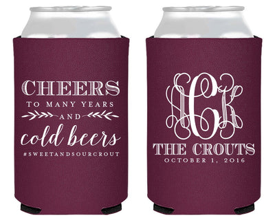 Cheers to Many Years Wedding Guest Favors Neoprene Can Coolers, #1608