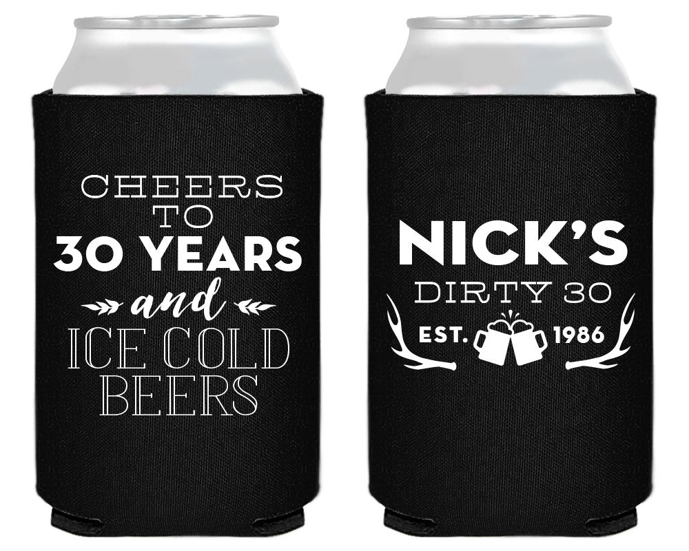 Cheers Beers Antlers Birthday Can Coolers Design #1568