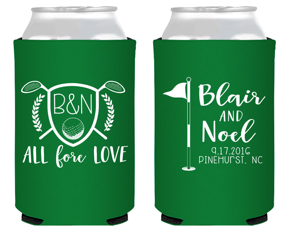 All Fore Love | Golf Wedding Can Cooler #1614