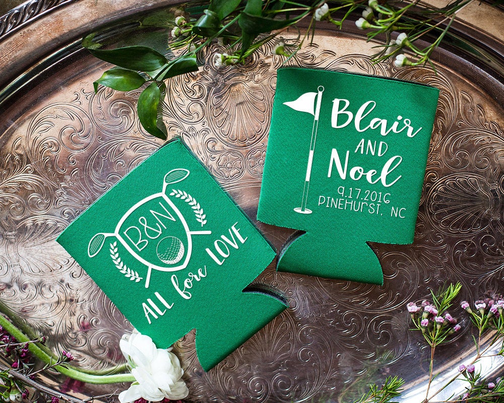 All Fore Love | Golf Wedding Can Cooler #1614